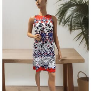 betsey johnson dress 6 Multiple Color Geometric Floral Pencil Style sleeveless